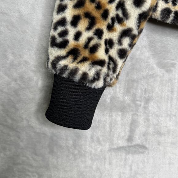 Nine West Jacket Womens Small Leopard Animal Print Faux Fur Zip Up Pockets Cozy - Picture 12 of 12